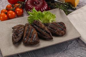 Grilled diet beef liver steak photo