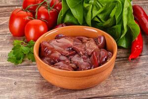 Raw chicken liver for cooking photo