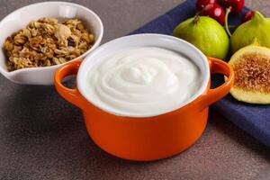 Traditional homemade Greek yoghurt with granola photo