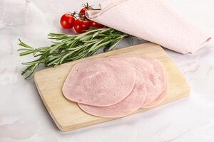 Sliced pork ham for sandwiches photo