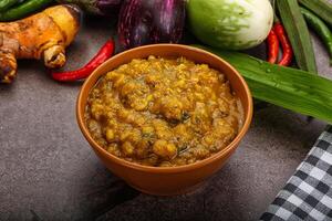 Indian cuisine Dal Tadka soup photo