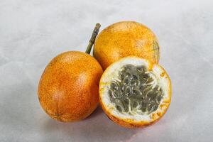 Yellow tropical passion fruit - Granadilla photo