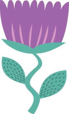 Illustration in purple color. Illustration for Easter, nature and spring design, isolated on white, with a green leaf. stock illustration.