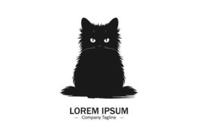 negro gato logo icono silueta aislado en blanco antecedentes vector