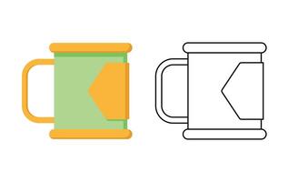 Mug Illustration in Colored and Line Art Styles vector