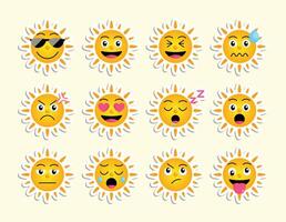 Sun Character Feeling Expression Stickers vector