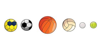 Collection with different balls in flat outline style vector