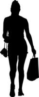 Silhouette of shopping girl vector