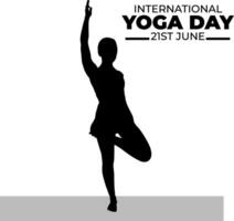 Silhouette international yoga day vector