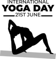 Silhouette international yoga day vector