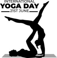 Silhouette international yoga day vector