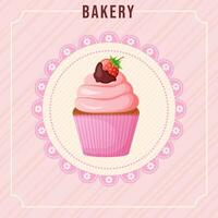 Sweet bakery card with cupcake Social media post template for sweet shop with pastry vector