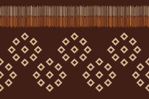 Traditional Ethnic ikat motif fabric pattern geometric style.African Ikat embroidery Ethnic oriental pattern brown background wallpaper. Abstract,illustration.Texture,frame,decoration. vector