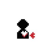 minimal pixel art cartoon depressed sad broken heart feeling alone mood concept. Pixel art,,depress,unhappy,heart broken,sad concept bad love idea. vector