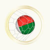 Madagascar scoring goal, abstract football symbol with illustration of Madagascar ball in soccer net. vector