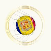 Andorra scoring goal, abstract football symbol with illustration of Andorra ball in soccer net. vector