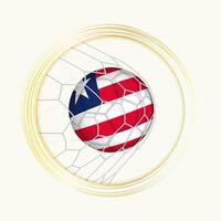 Liberia scoring goal, abstract football symbol with illustration of Liberia ball in soccer net. vector