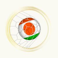Niger scoring goal, abstract football symbol with illustration of Niger ball in soccer net. vector