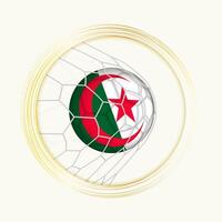 Algeria scoring goal, abstract football symbol with illustration of Algeria ball in soccer net. vector