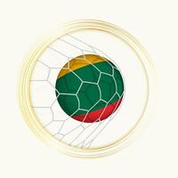 Lithuania scoring goal, abstract football symbol with illustration of Lithuania ball in soccer net. vector