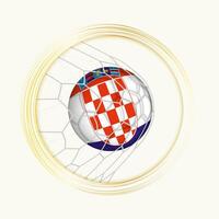 Croatia scoring goal, abstract football symbol with illustration of Croatia ball in soccer net. vector