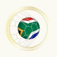 South Africa scoring goal, abstract football symbol with illustration of South Africa ball in soccer net. vector
