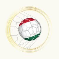 Hungary scoring goal, abstract football symbol with illustration of Hungary ball in soccer net. vector