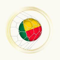 Benin scoring goal, abstract football symbol with illustration of Benin ball in soccer net. vector