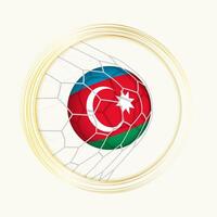 Azerbaijan scoring goal, abstract football symbol with illustration of Azerbaijan ball in soccer net. vector