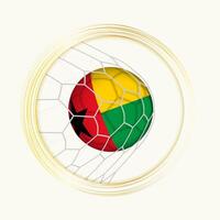 Guinea-Bissau scoring goal, abstract football symbol with illustration of Guinea-Bissau ball in soccer net. vector