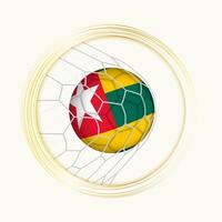Togo scoring goal, abstract football symbol with illustration of Togo ball in soccer net. vector