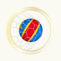 DR Congo scoring goal, abstract football symbol with illustration of DR Congo ball in soccer net. vector