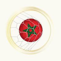 Morocco scoring goal, abstract football symbol with illustration of Morocco ball in soccer net. vector