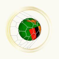 Zambia puntuación meta, resumen fútbol americano símbolo con ilustración de Zambia pelota en fútbol neto. vector