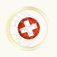 Switzerland scoring goal, abstract football symbol with illustration of Switzerland ball in soccer net. vector