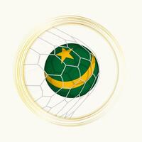 Mauritania puntuación meta, resumen fútbol americano símbolo con ilustración de Mauritania pelota en fútbol neto. vector