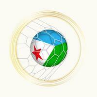 Djibouti scoring goal, abstract football symbol with illustration of Djibouti ball in soccer net. vector