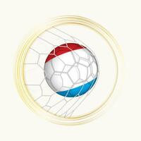 Luxemburgo puntuación meta, resumen fútbol americano símbolo con ilustración de Luxemburgo pelota en fútbol neto. vector