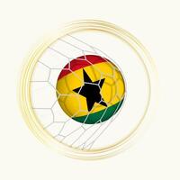 Ghana scoring goal, abstract football symbol with illustration of Ghana ball in soccer net. vector