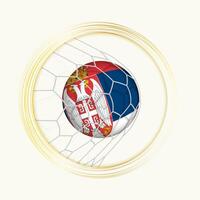 Serbia scoring goal, abstract football symbol with illustration of Serbia ball in soccer net. vector