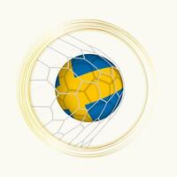 Sweden scoring goal, abstract football symbol with illustration of Sweden ball in soccer net. vector