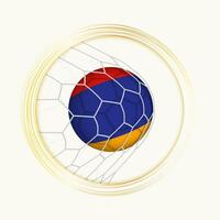 Armenia puntuación meta, resumen fútbol americano símbolo con ilustración de Armenia pelota en fútbol neto. vector