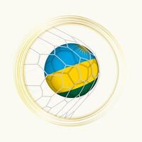 Rwanda scoring goal, abstract football symbol with illustration of Rwanda ball in soccer net. vector