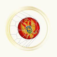 Montenegro scoring goal, abstract football symbol with illustration of Montenegro ball in soccer net. vector