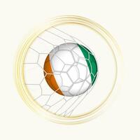 Ivory Coast scoring goal, abstract football symbol with illustration of Ivory Coast ball in soccer net. vector