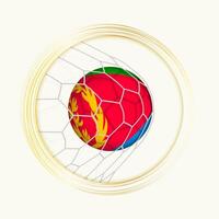 Eritrea scoring goal, abstract football symbol with illustration of Eritrea ball in soccer net. vector