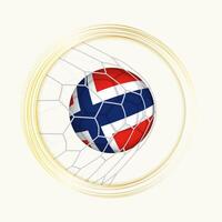 Norway scoring goal, abstract football symbol with illustration of Norway ball in soccer net. vector