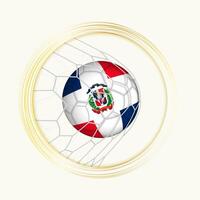 Dominican Republic scoring goal, abstract football symbol with illustration of Dominican Republic ball in soccer net. vector