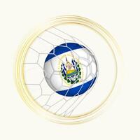El Salvador scoring goal, abstract football symbol with illustration of El Salvador ball in soccer net. vector