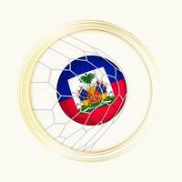 Haiti scoring goal, abstract football symbol with illustration of Haiti ball in soccer net. vector